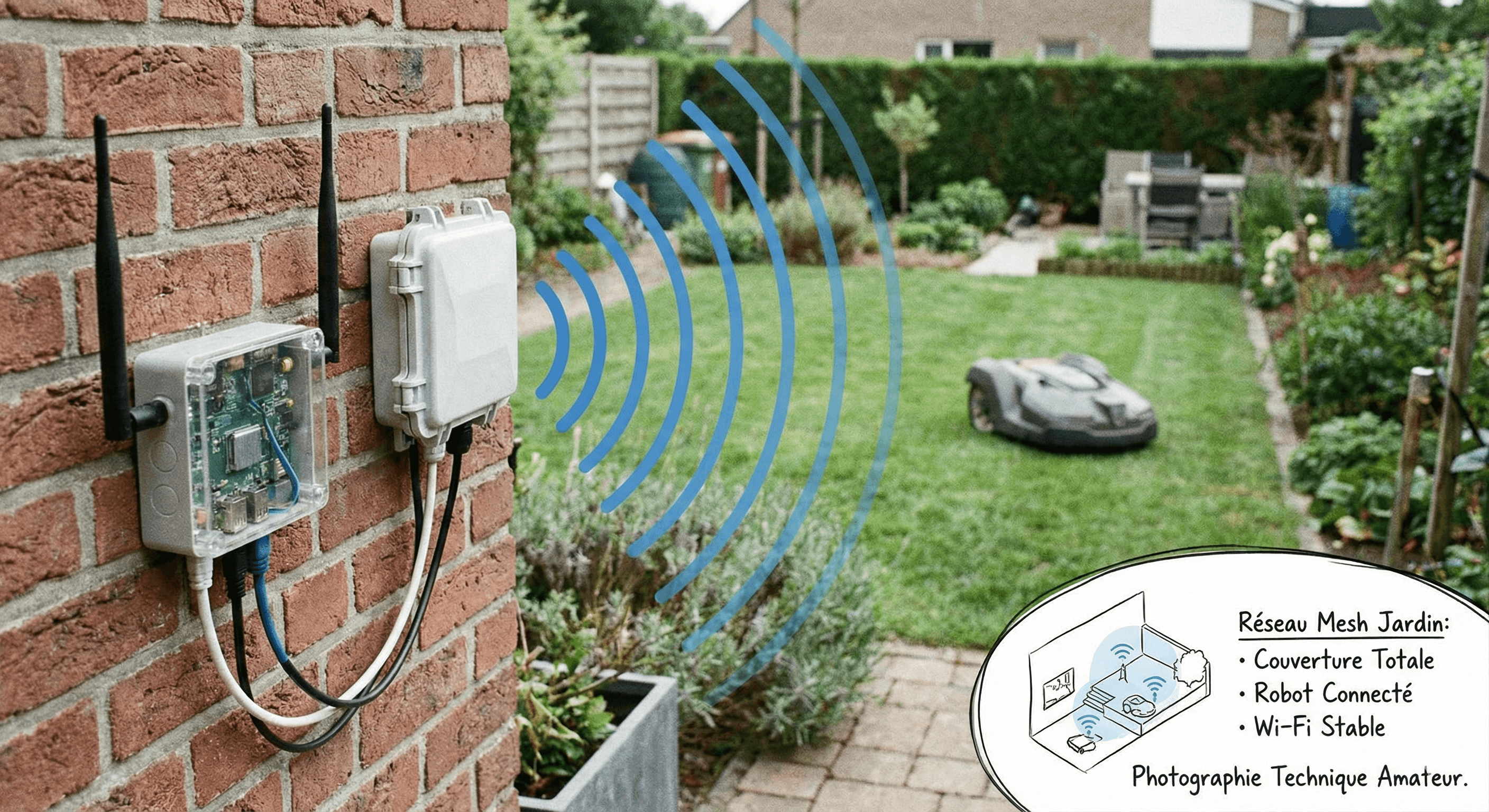 Improving Wi-Fi Coverage for Robot Mowers and Sensors in a Large Garden